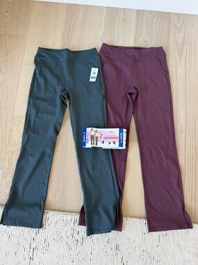 32 Degrees Kids Leggings 2-Pack in Green and Burgundy